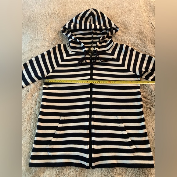 JONES NEW YORK Sport (Small) 100% Cotton Hoodie, Black + Cream Striped - Picture 6 of 12